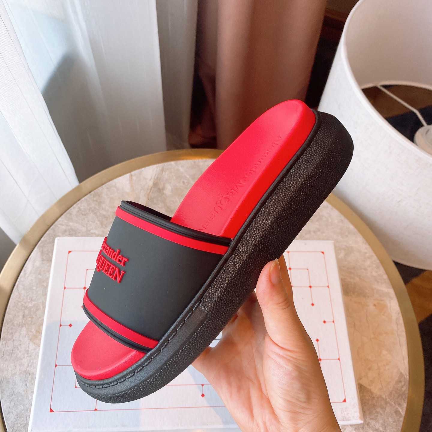 Alexander Mqueen Oversized Hybrid Signature Slide In Black - PerfectKickZ