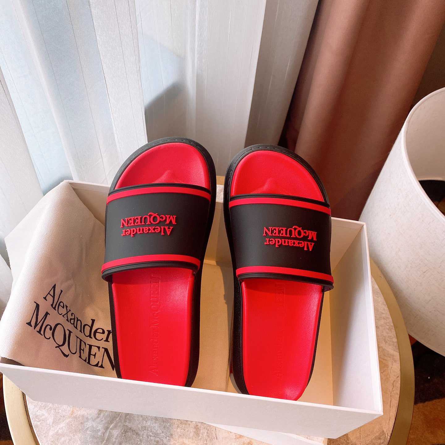 Alexander Mqueen Oversized Hybrid Signature Slide In Black - PerfectKickZ