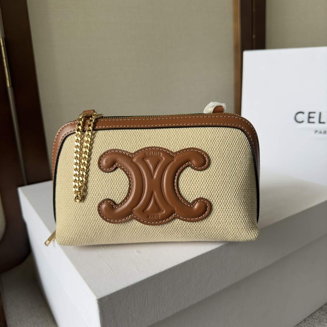 Celine Clutch On Chain Cuir Triomphe Natural / Tan - PerfectKickZ