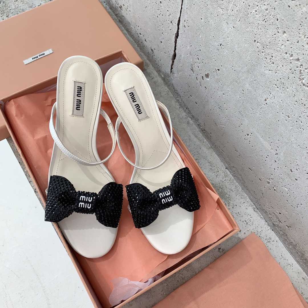 Miu Miu Satin Bow Sandals - PerfectKickZ