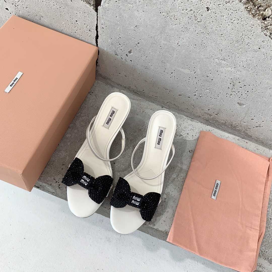 Miu Miu Satin Bow Sandals - PerfectKickZ