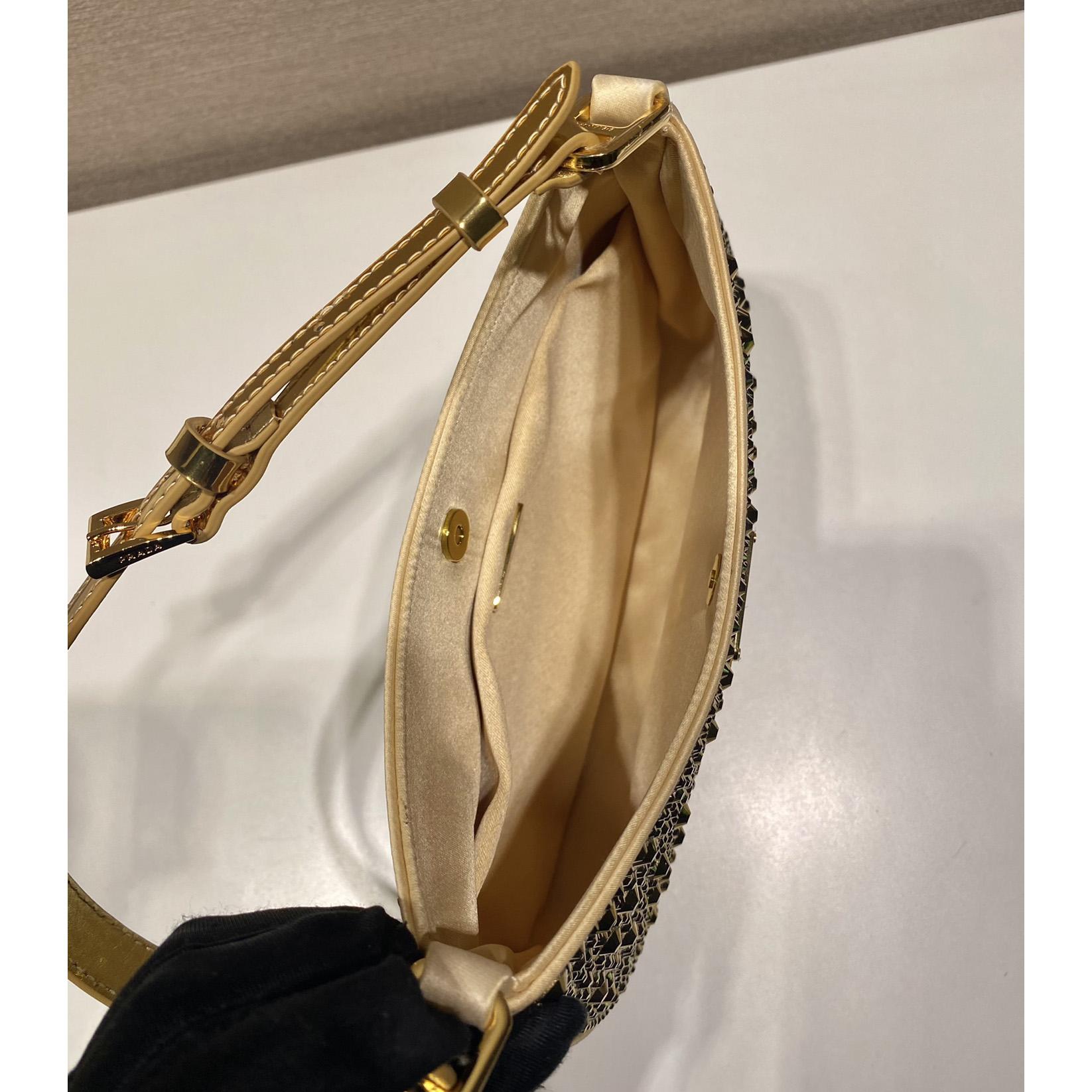 Prada Cleo Satin Bag With Crystals(22-18.5-4.5CM) - PerfectKickZ