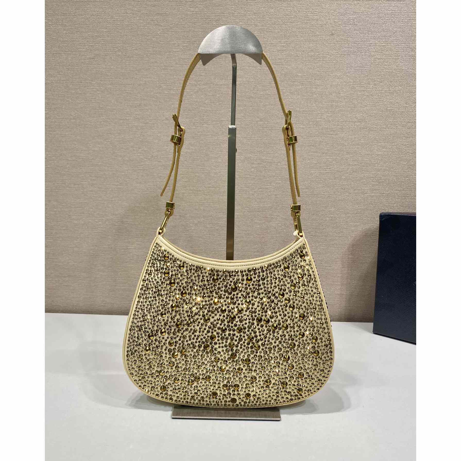 Prada Cleo Satin Bag With Crystals(22-18.5-4.5CM) - 