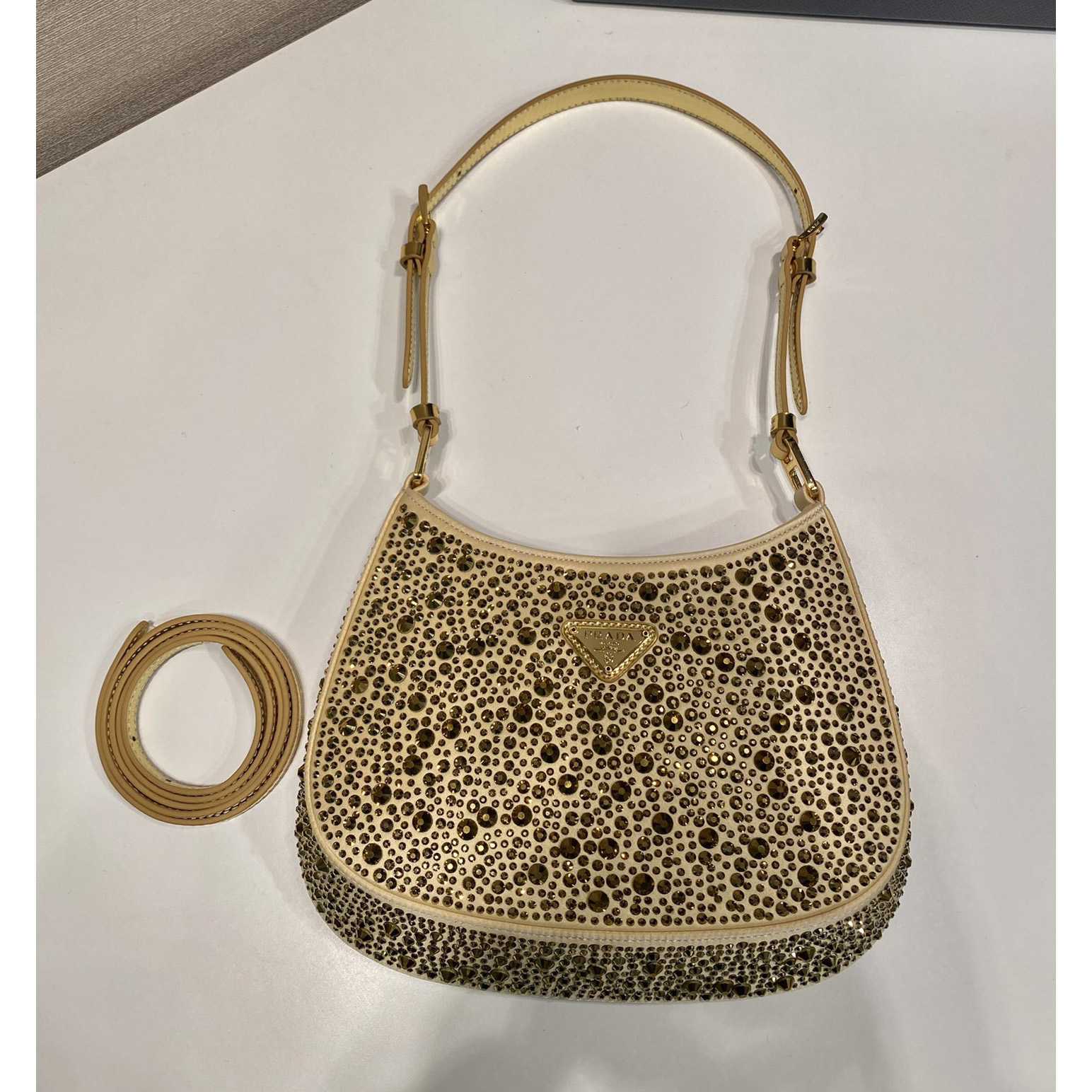 Prada Cleo Satin Bag With Crystals(22-18.5-4.5CM) - 