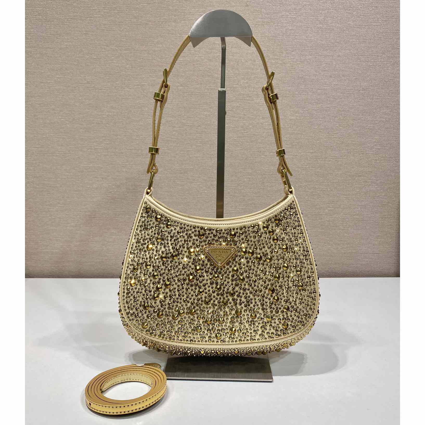 Prada Cleo Satin Bag With Crystals(22-18.5-4.5CM) - PerfectKickZ