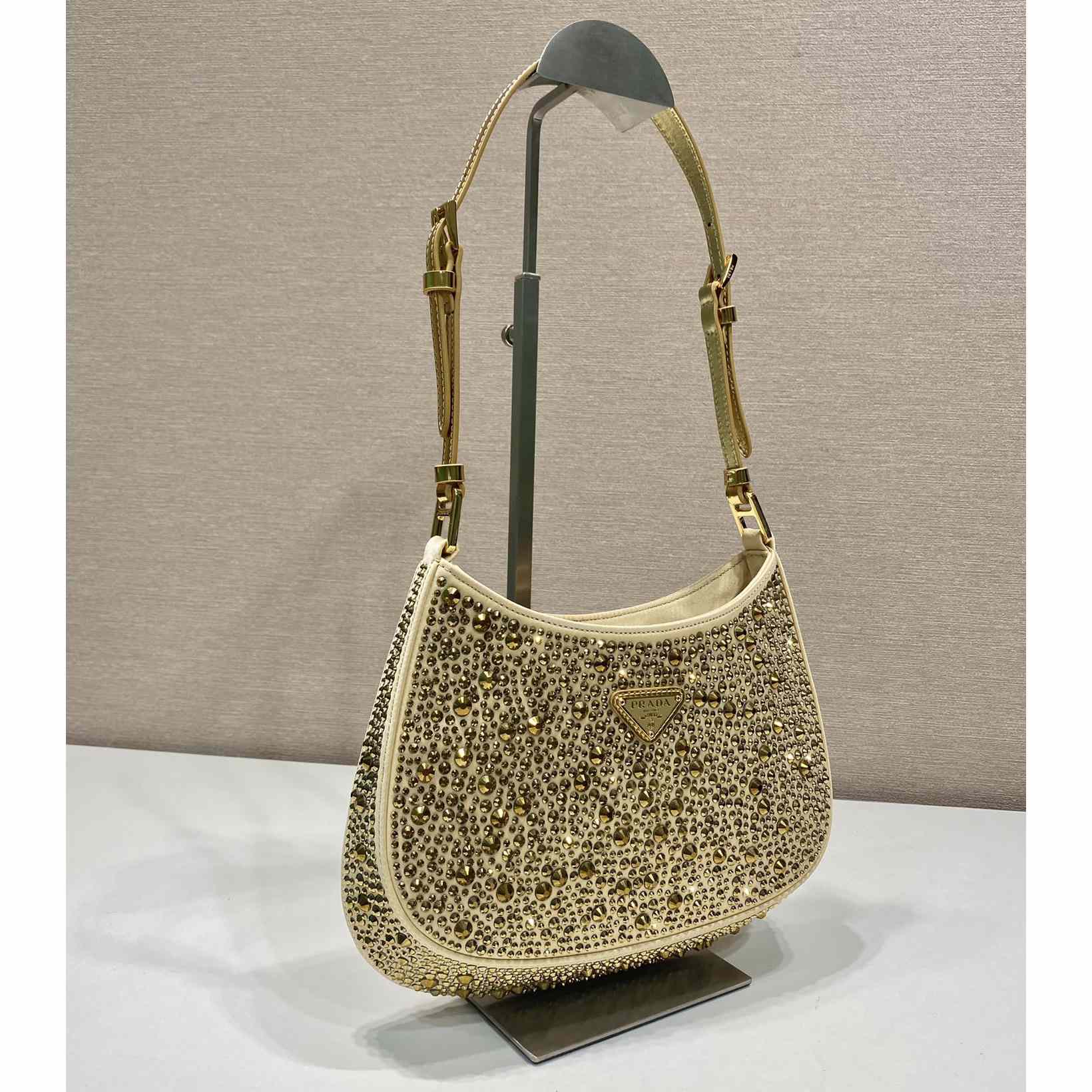 Prada Cleo Satin Bag With Crystals(22-18.5-4.5CM) - 