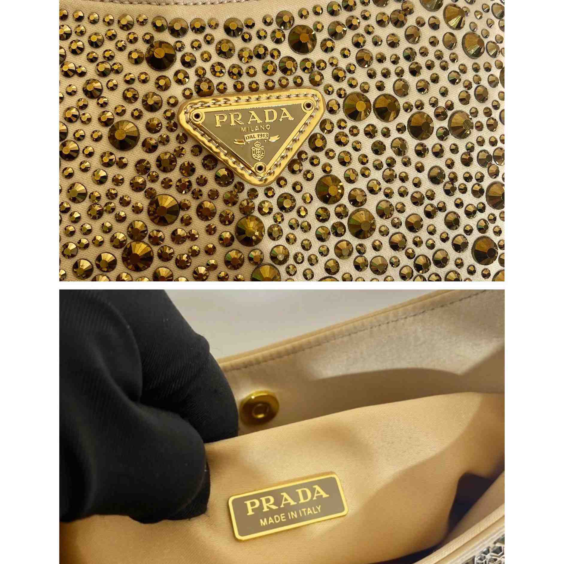 Prada Cleo Satin Bag With Crystals(22-18.5-4.5CM) - 