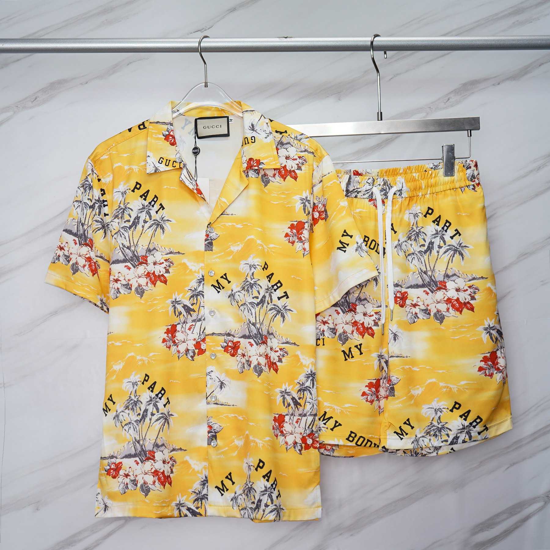 Gucci Printed Cotton Poplin Bowling Shirt & Shorts - PerfectKickZ