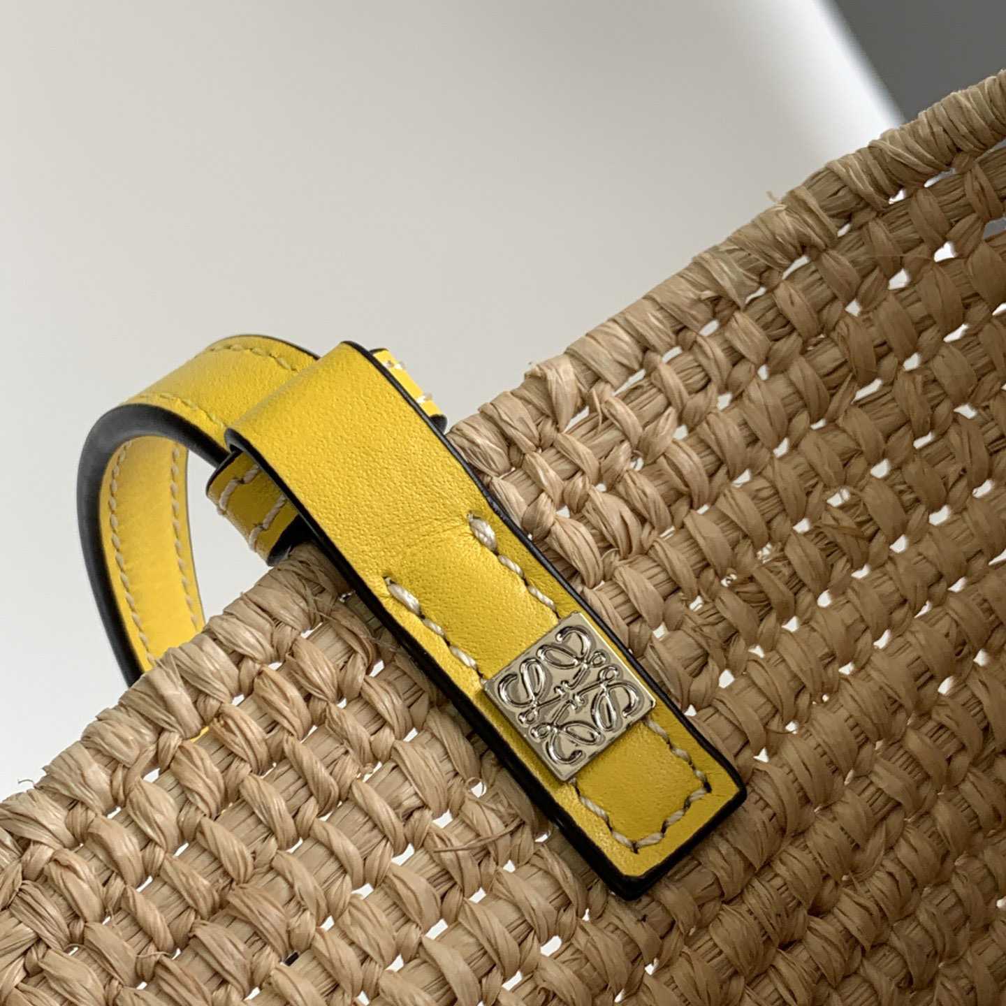 Loewe Small Square Basket bag In Raffia And Calfskin (30*21*11cm) - PerfectKickZ