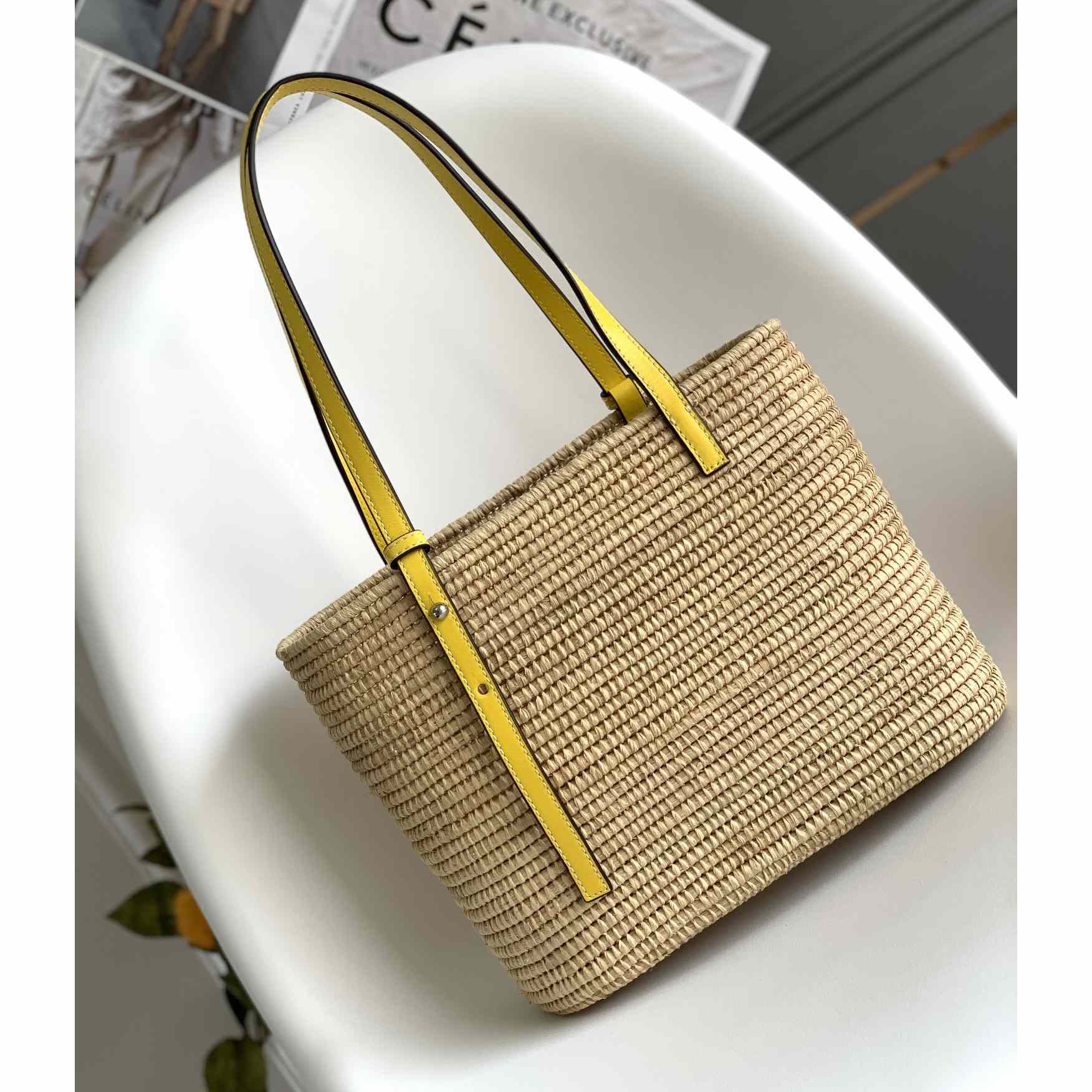 Loewe Small Square Basket bag In Raffia And Calfskin (30*21*11cm) - PerfectKickZ