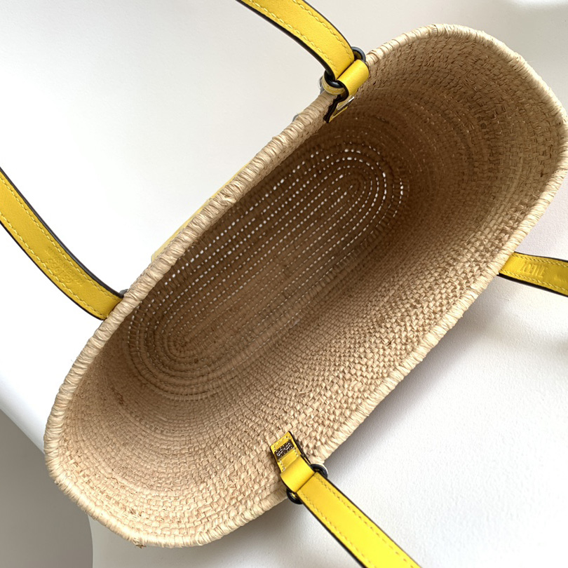 Loewe Small Square Basket bag In Raffia And Calfskin (30*21*11cm) - PerfectKickZ