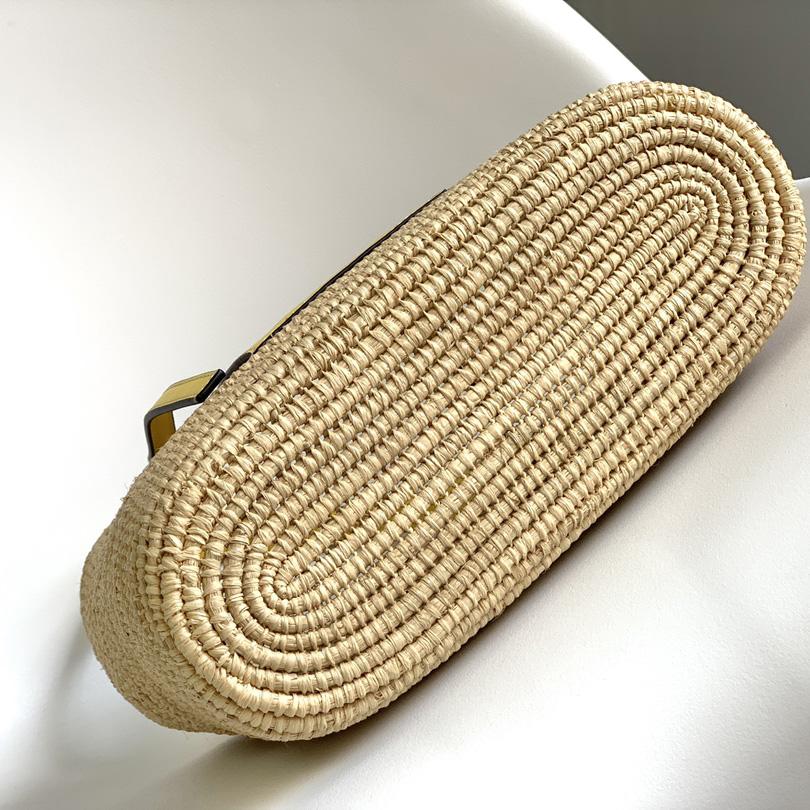 Loewe Small Square Basket bag In Raffia And Calfskin (30*21*11cm) - PerfectKickZ
