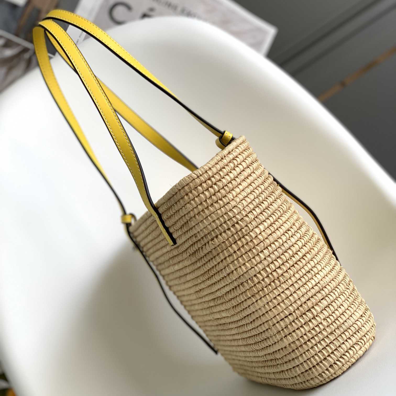 Loewe Small Square Basket bag In Raffia And Calfskin (30*21*11cm) - PerfectKickZ