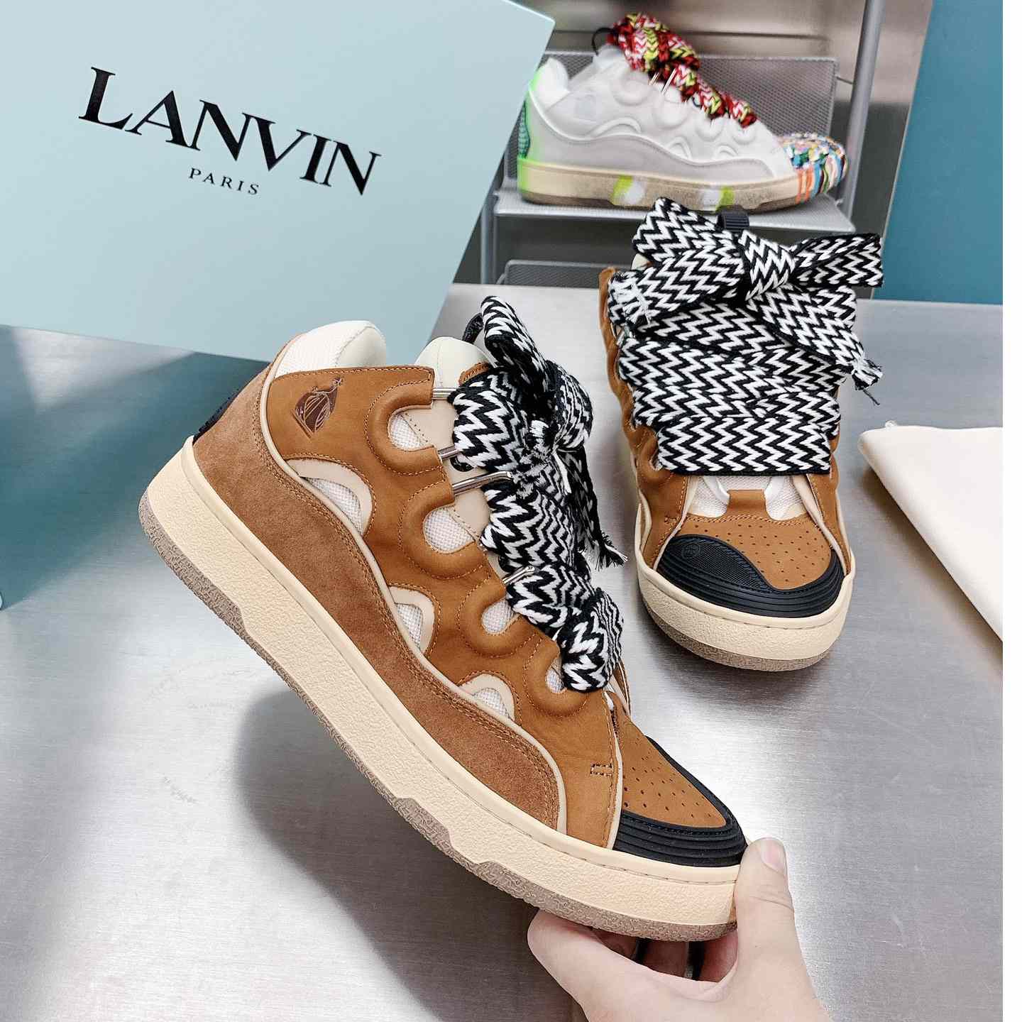 Lanvin Leather Curb Sneakers - PerfectKickZ