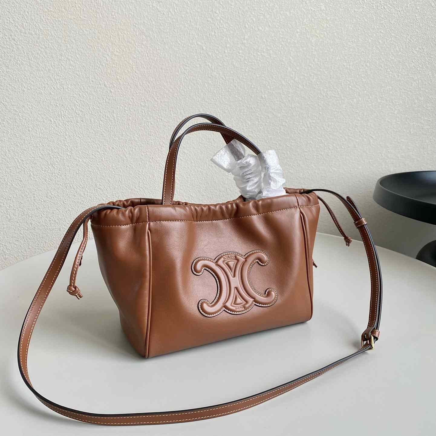 Celine Small Cabas Drawstring Cuir Triomphe In Smooth Calfskin - PerfectKickZ