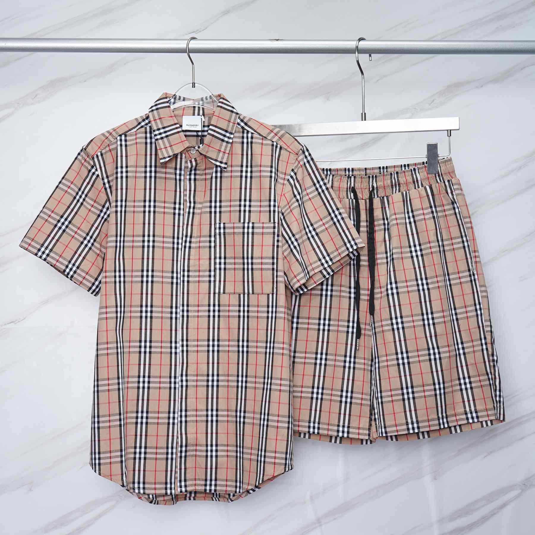 Burberry Short-sleeve Check Cotton Poplin Shirt & Shorts - PerfectKickZ