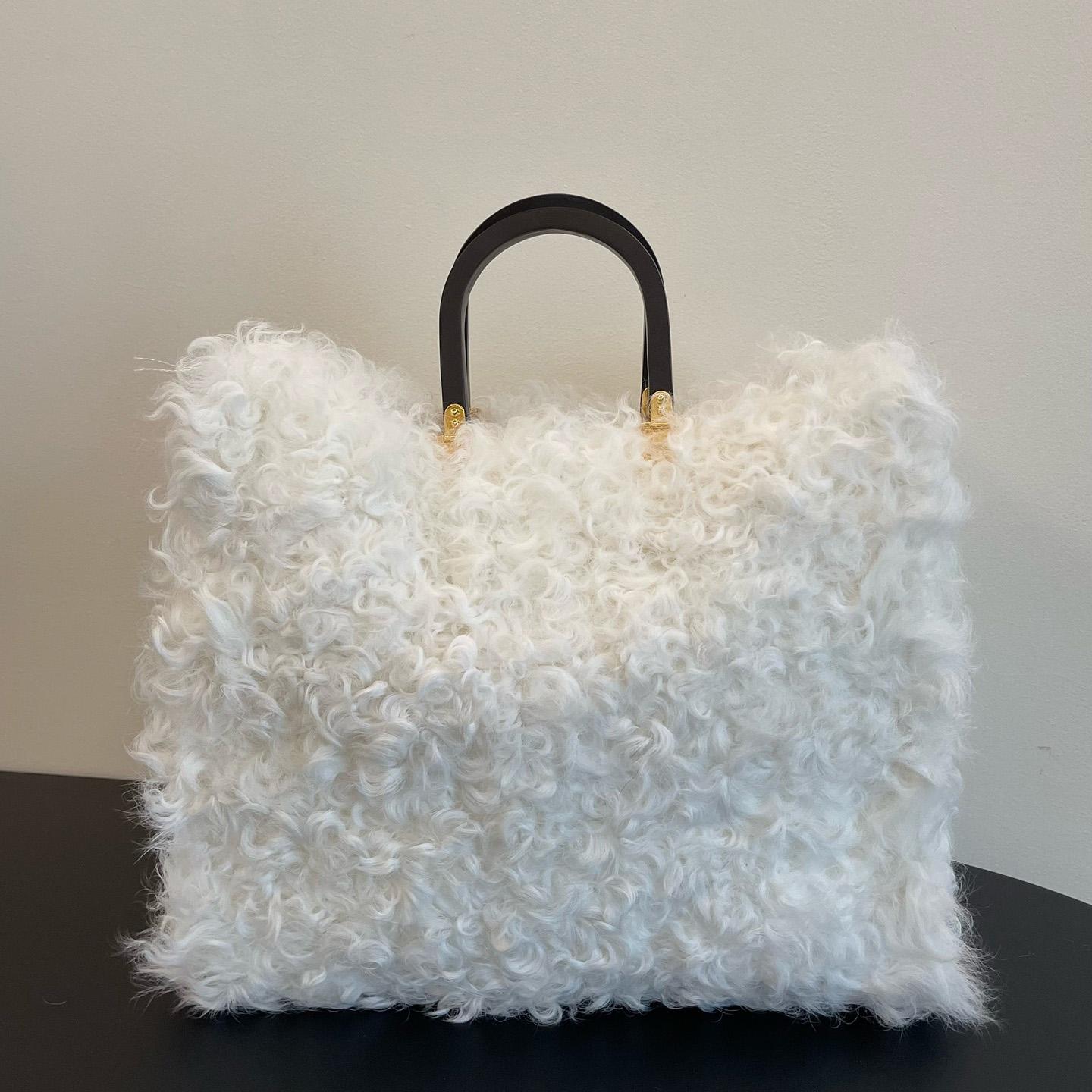 Fendi Sunshine White Mohair Shopper (35-17-31cmcm)   - PerfectKickZ