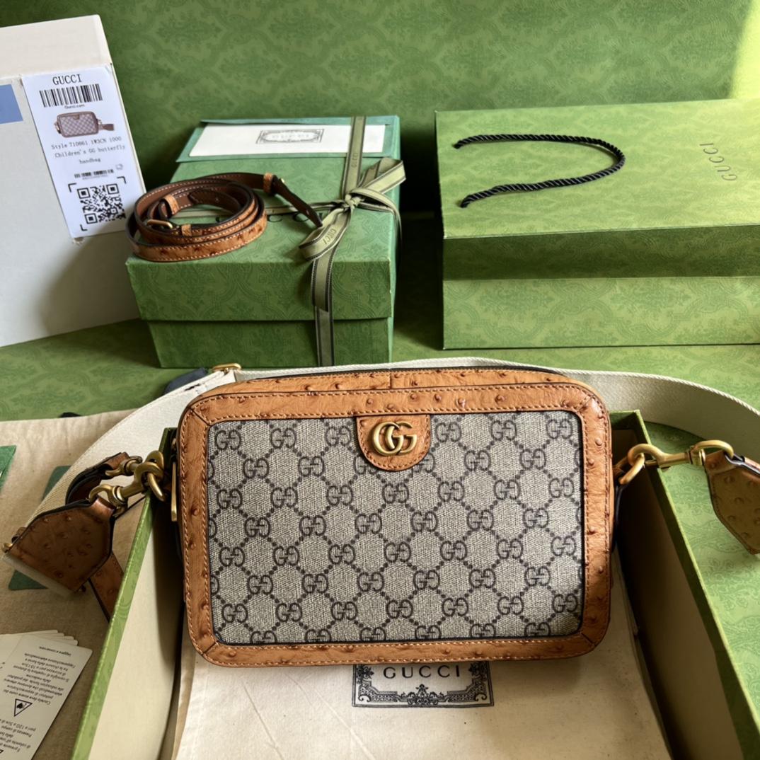 Gucci Python Trim Shoulder Bag With Double G (23.5x 16x 4.5cm) - PerfectKickZ