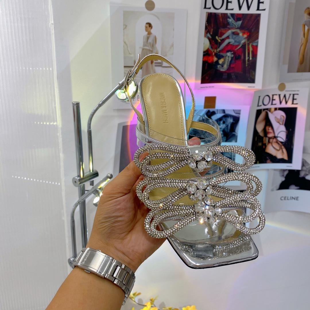 Mach & Mach White Triple Bow Metallic Leather Sandals - PerfectKickZ