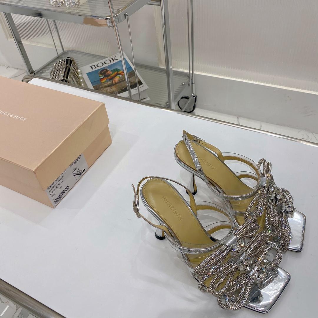 Mach & Mach White Triple Bow Metallic Leather Sandals - PerfectKickZ