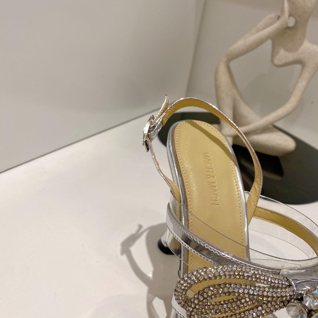 Mach & Mach White Triple Bow Metallic Leather Sandals - PerfectKickZ