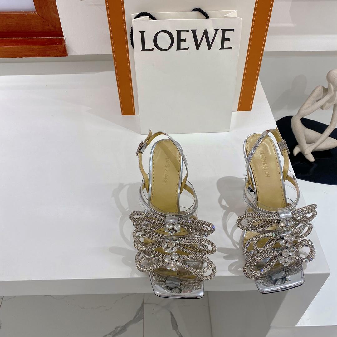 Mach & Mach White Triple Bow Metallic Leather Sandals - PerfectKickZ