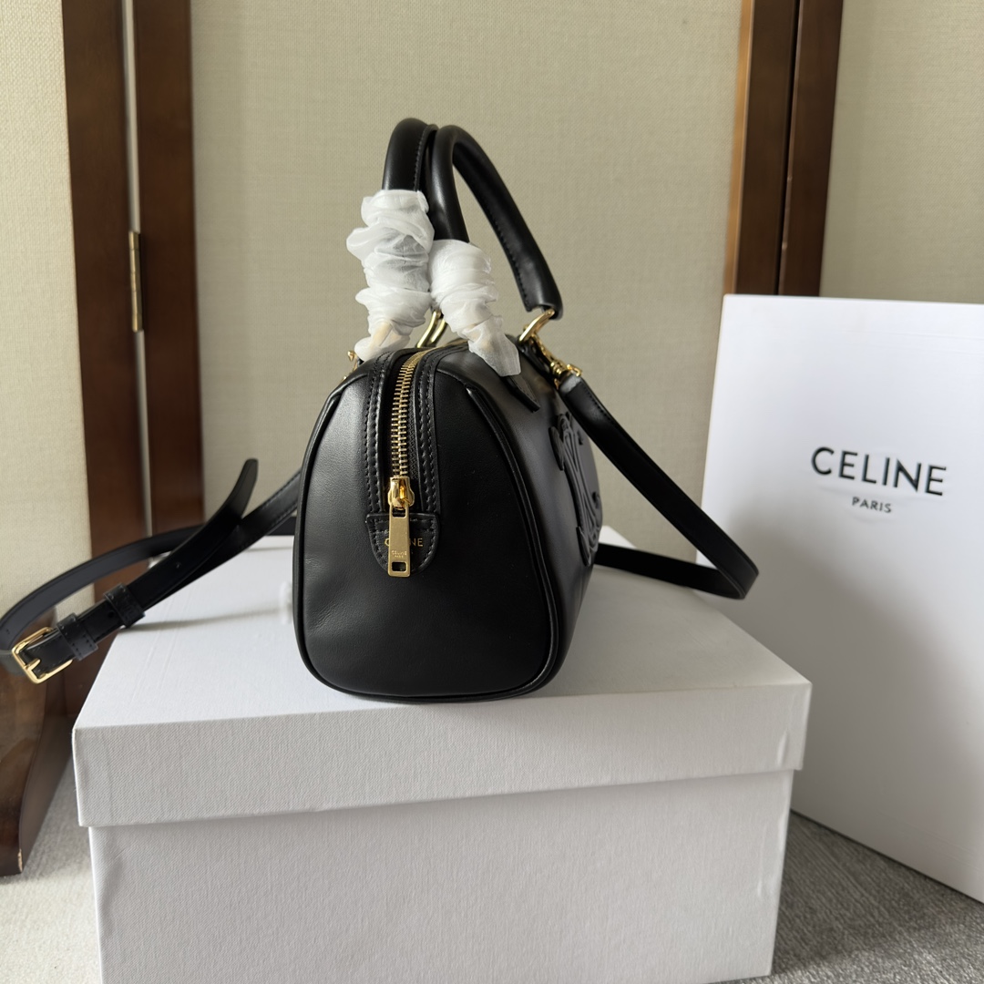 Celine Small Boston Cuir Triomphe In Smooth Calfskin Black - PerfectKickZ