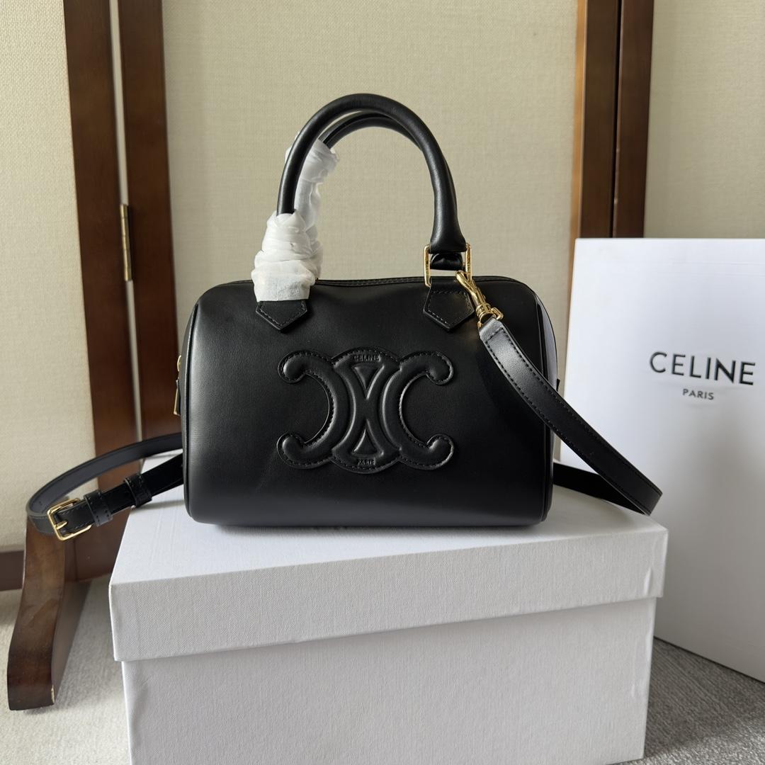 Celine Small Boston Cuir Triomphe In Smooth Calfskin Black - PerfectKickZ