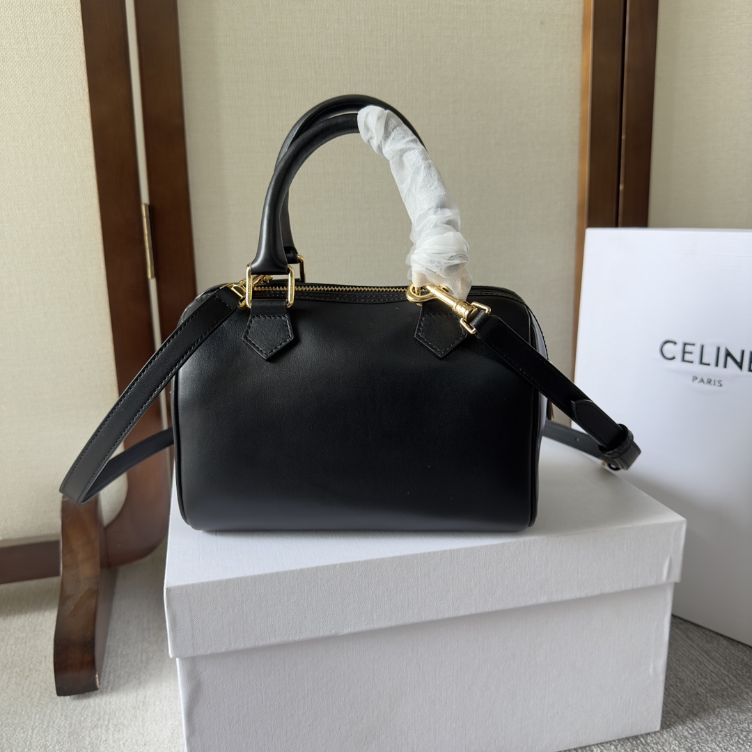 Celine Small Boston Cuir Triomphe In Smooth Calfskin Black - PerfectKickZ