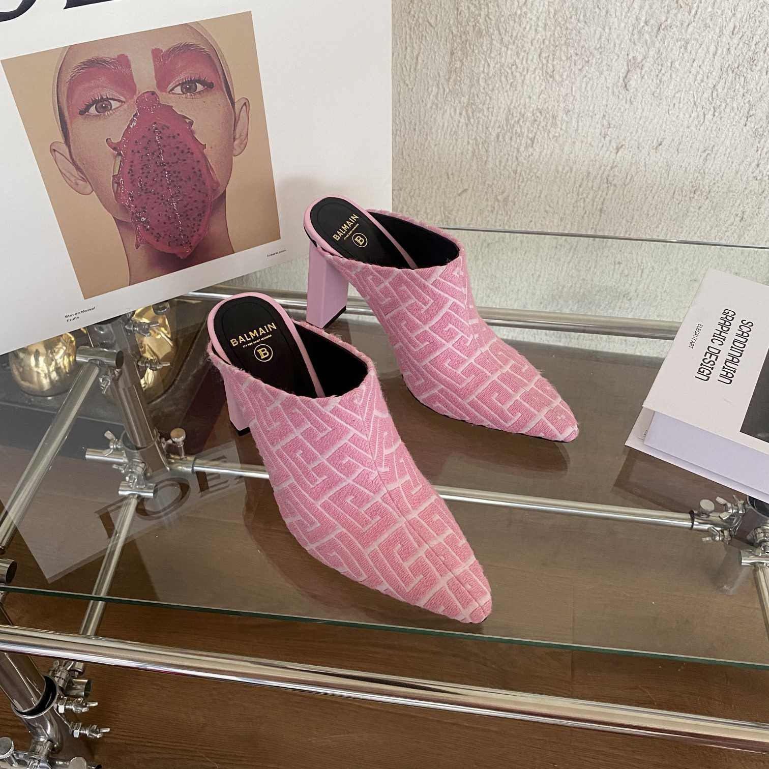 Balmain Monogram-Print Heeled Mules - PerfectKickZ