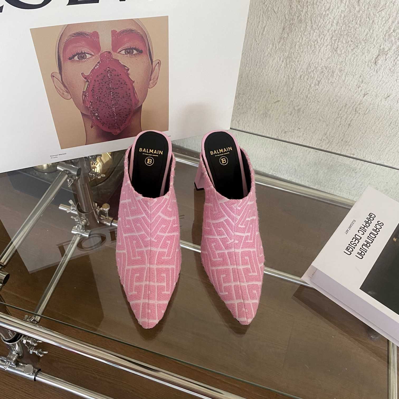 Balmain Monogram-Print Heeled Mules - PerfectKickZ