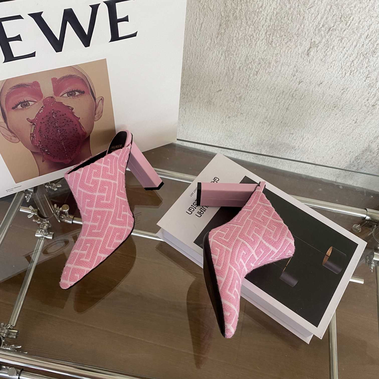 Balmain Monogram-Print Heeled Mules - PerfectKickZ