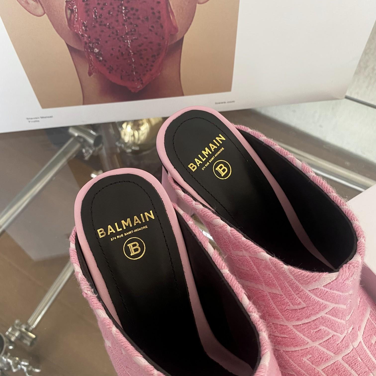 Balmain Monogram-Print Heeled Mules - PerfectKickZ
