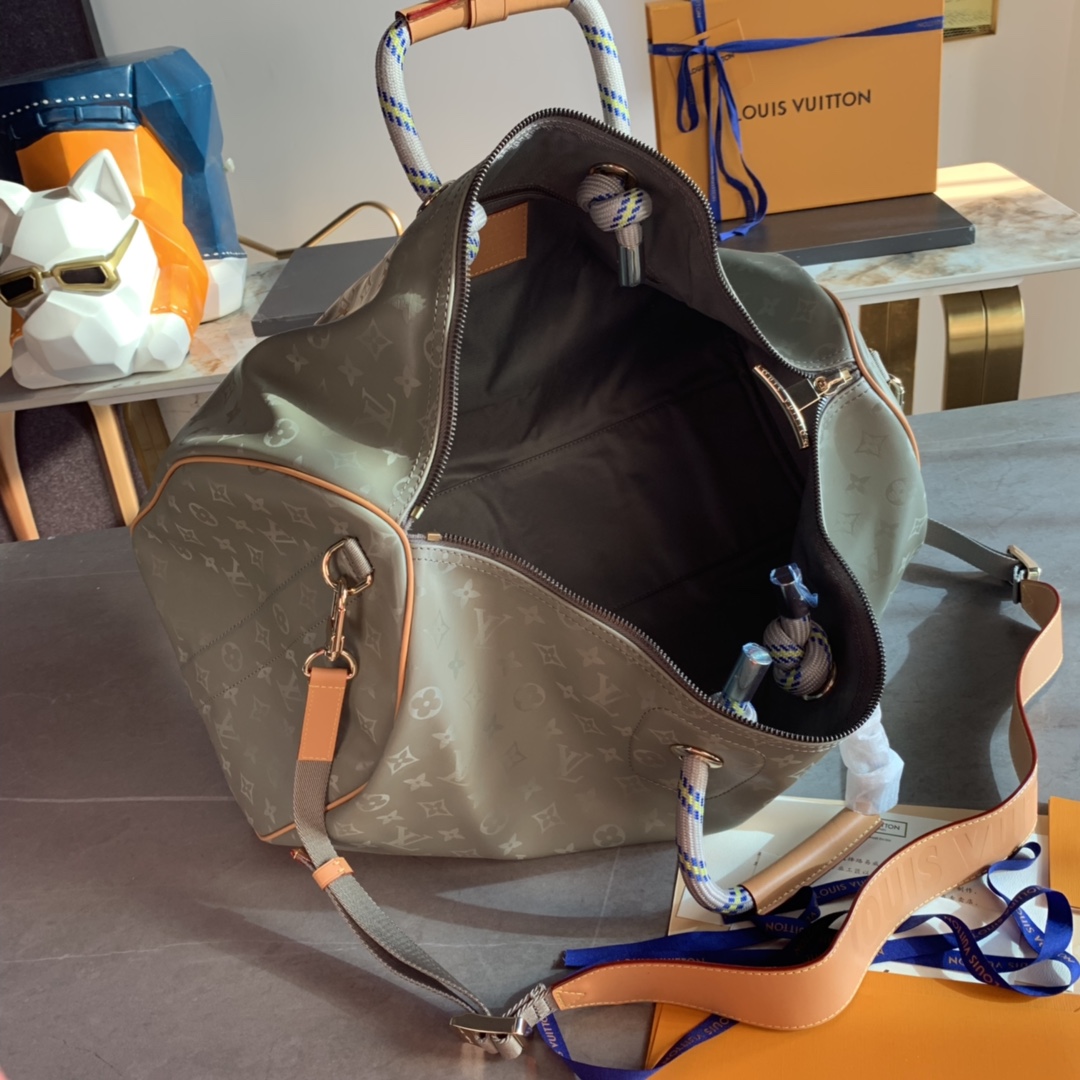 Louis Vuitton Keepall Bandouliere Monogram Titanium 50 Grey - PerfectKickZ