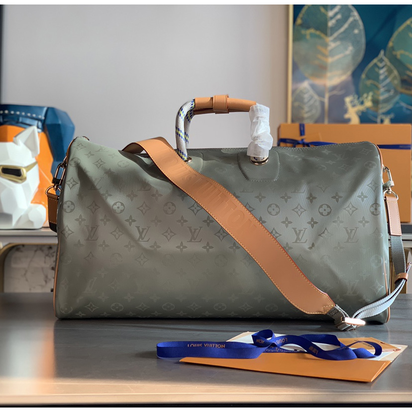 Louis Vuitton Keepall Bandouliere Monogram Titanium 50 Grey - PerfectKickZ