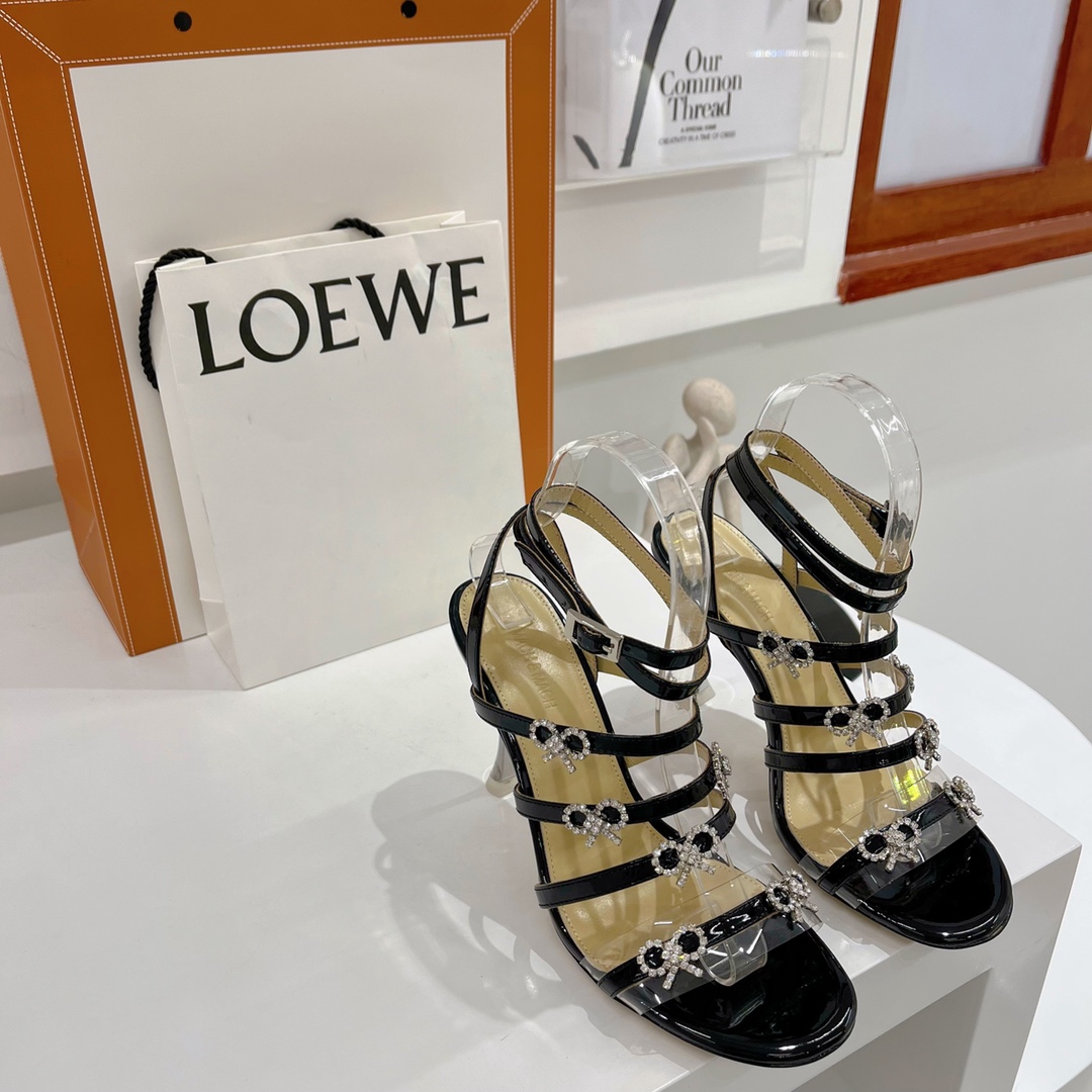 Mach & Mach Black Queen 85mm Heeled Sandals - PerfectKickZ