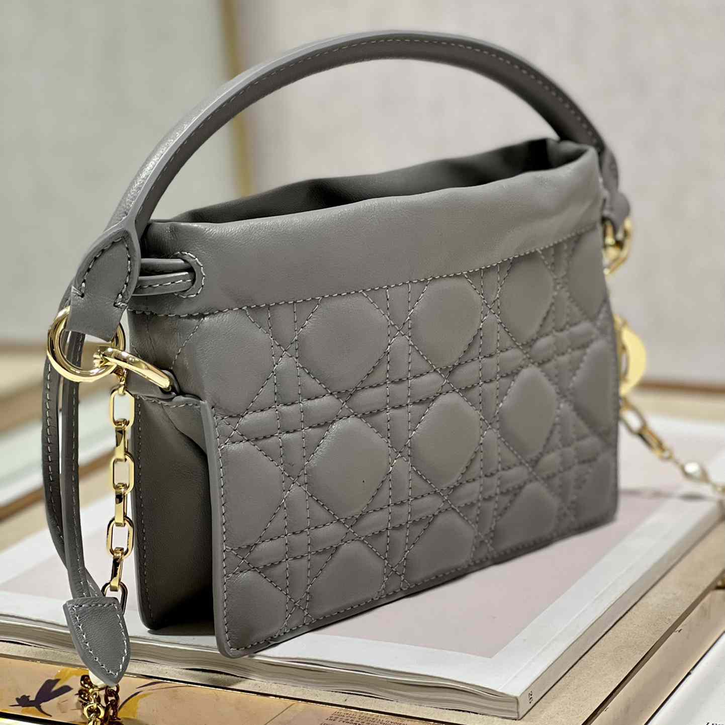 Dior Lady Dior Top Handle Drawstring Mini Bag - PerfectKickZ