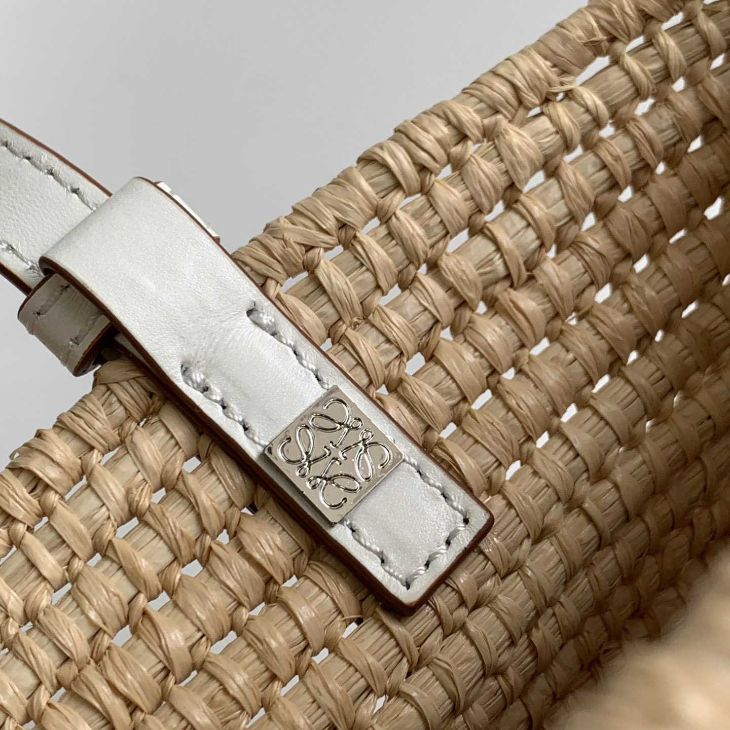 Loewe Small Square Basket bag In Raffia And Calfskin (30*21*11cm) - 