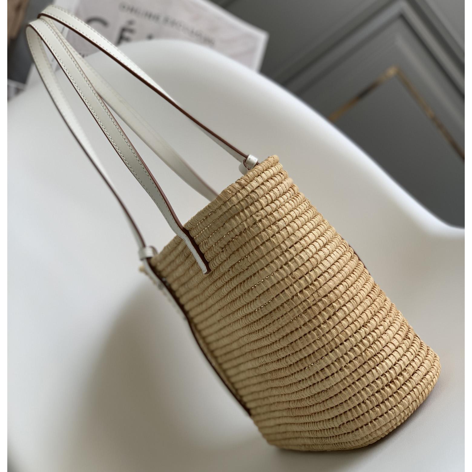 Loewe Small Square Basket bag In Raffia And Calfskin (30*21*11cm) - 