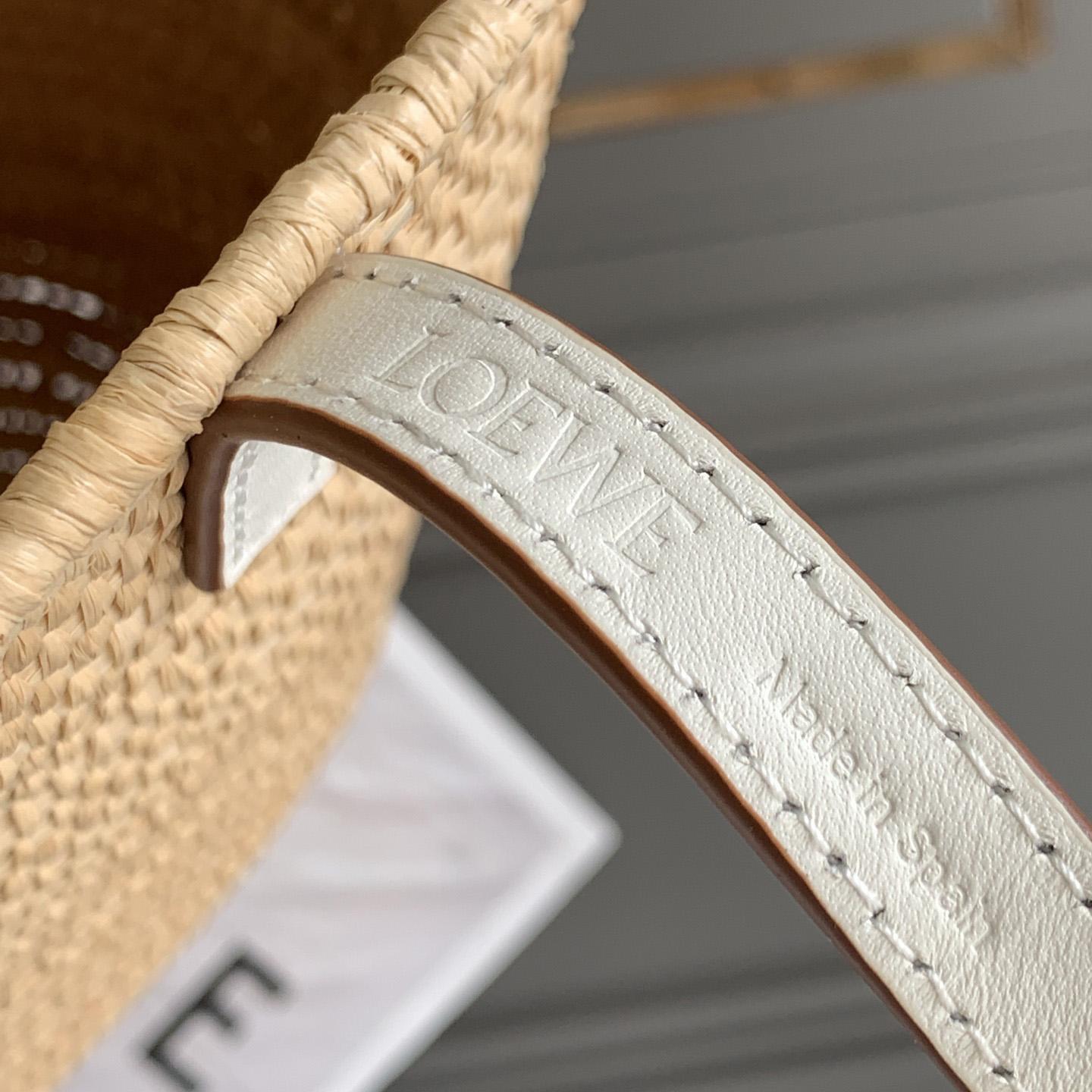 Loewe Small Square Basket bag In Raffia And Calfskin (30*21*11cm) - 