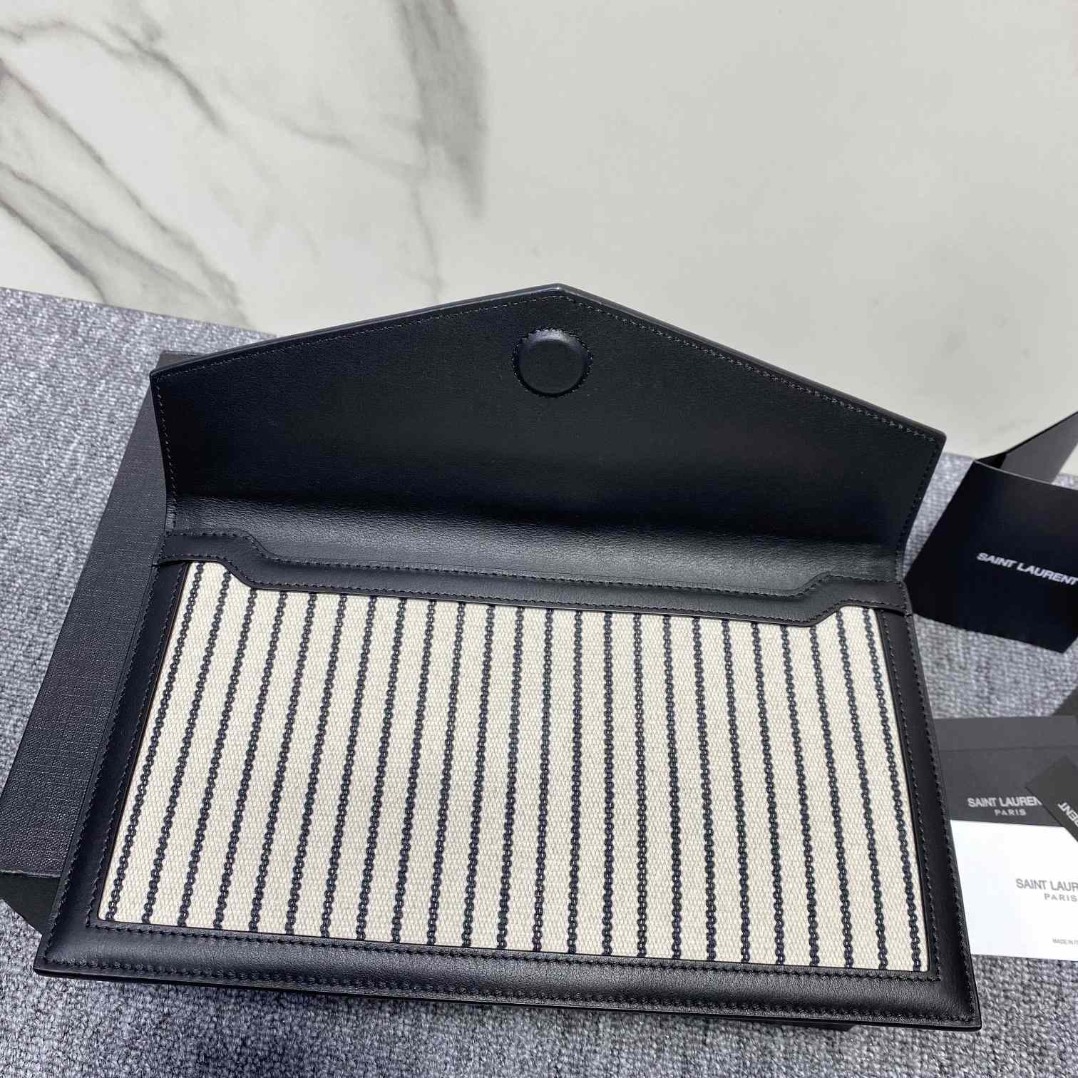 Saint Laurent Uptown Striped Envelope Clutch Bag(27x16x2cm) - PerfectKickZ