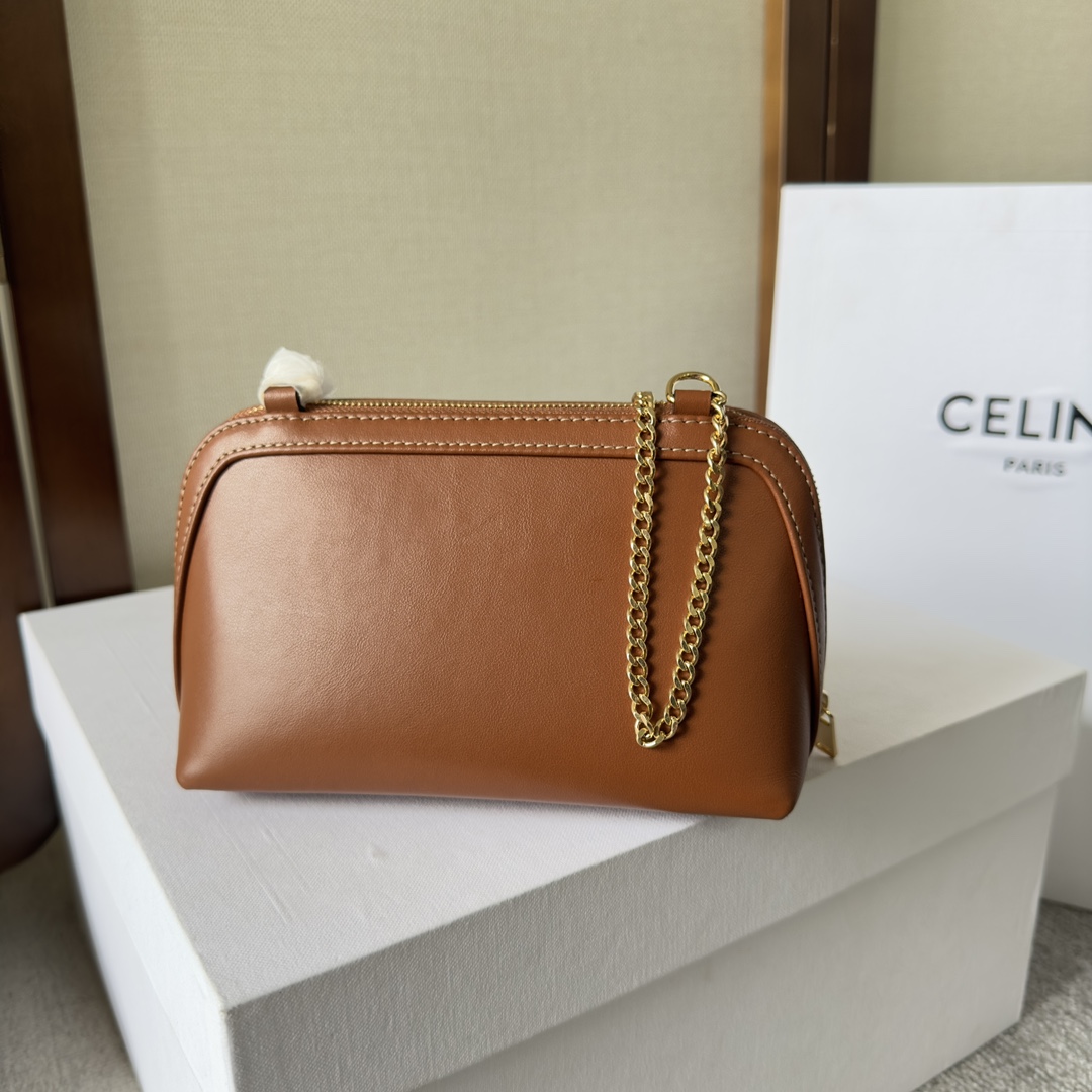 Celine Clutch On Chain Cuir Triomphe In Smooth Calfskin Tan - PerfectKickZ