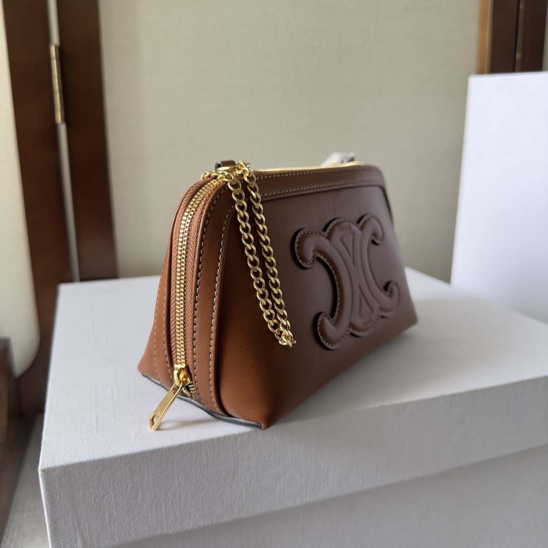 Celine Clutch On Chain Cuir Triomphe In Smooth Calfskin Tan - PerfectKickZ