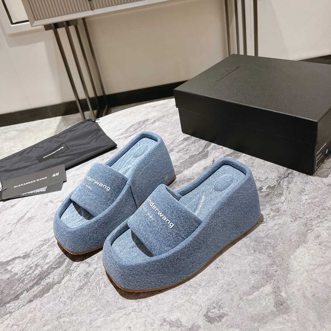 Alexander Wang Taji Platform Sandal In Washed Denim - PerfectKickZ