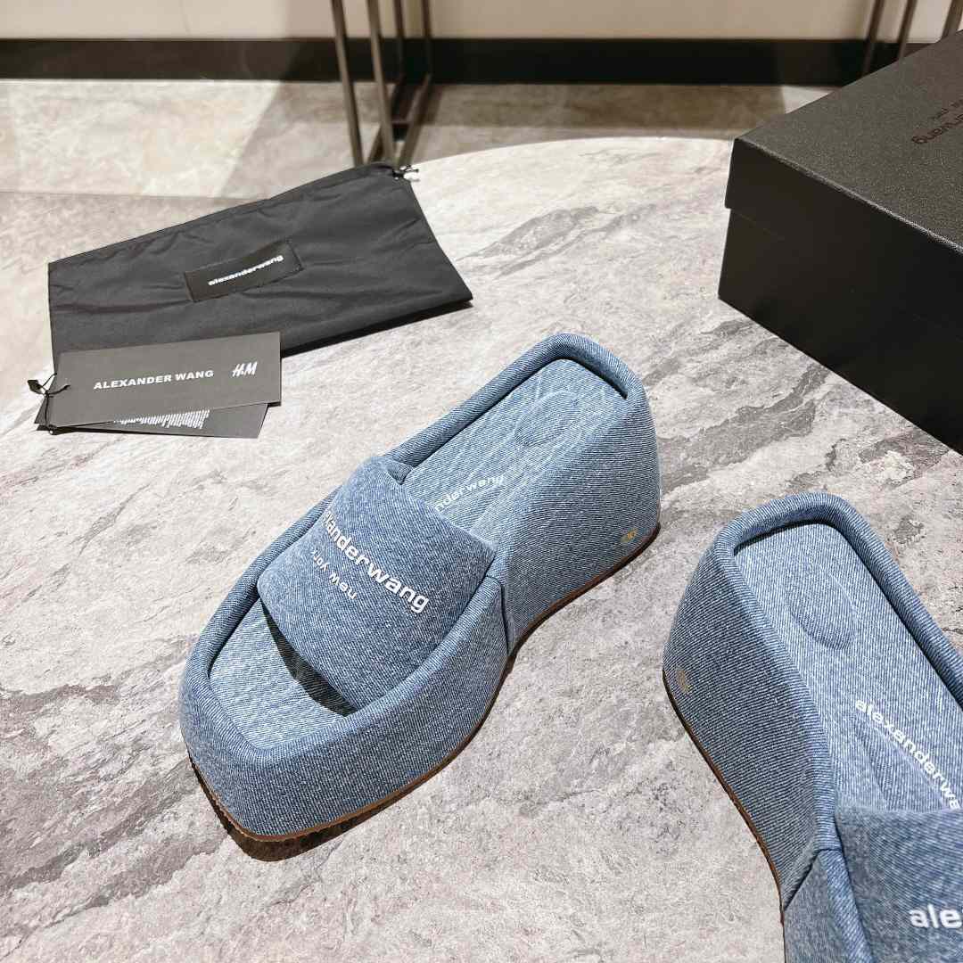 Alexander Wang Taji Platform Sandal In Washed Denim - PerfectKickZ