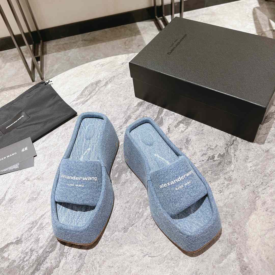 Alexander Wang Taji Platform Sandal In Washed Denim - PerfectKickZ