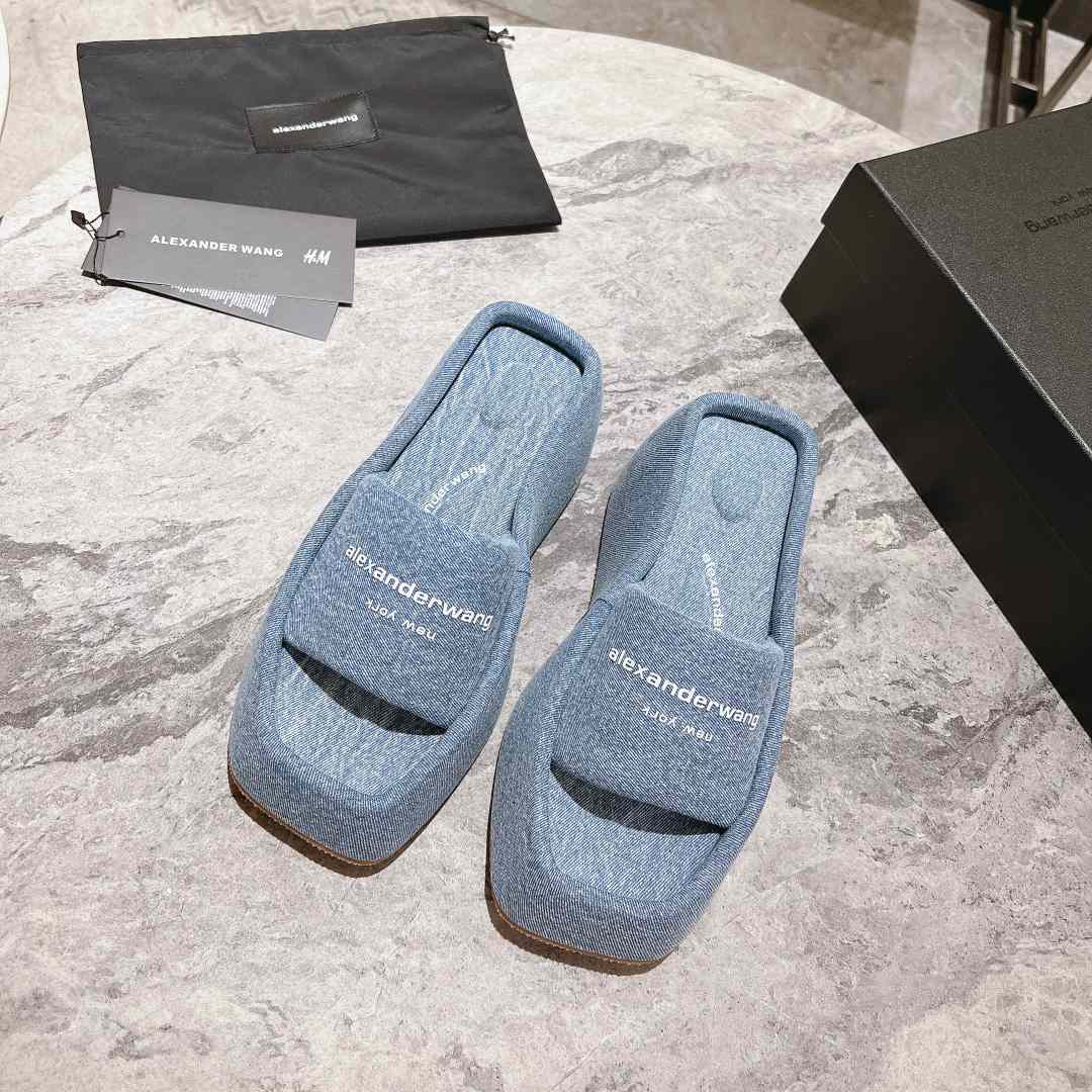 Alexander Wang Taji Platform Sandal In Washed Denim - PerfectKickZ