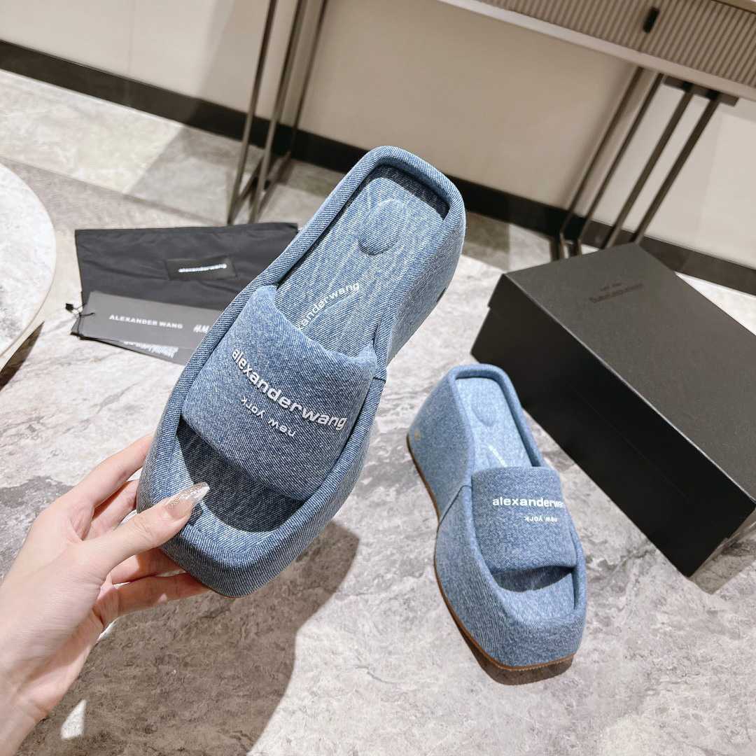 Alexander Wang Taji Platform Sandal In Washed Denim - PerfectKickZ