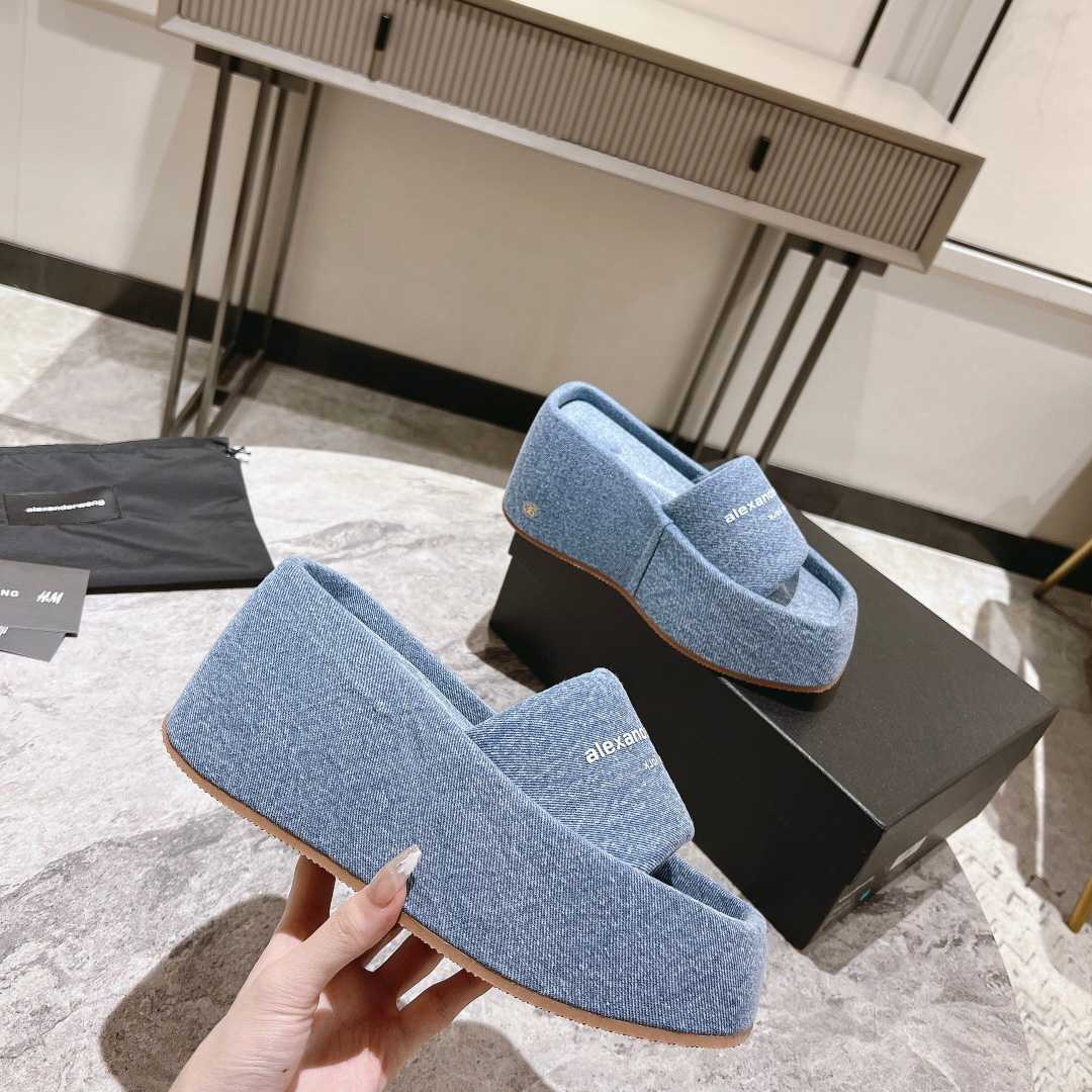 Alexander Wang Taji Platform Sandal In Washed Denim - PerfectKickZ