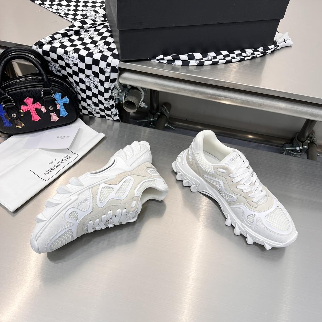Balmain B-East Trainer In leather, Suede And Mesh - PerfectKickZ